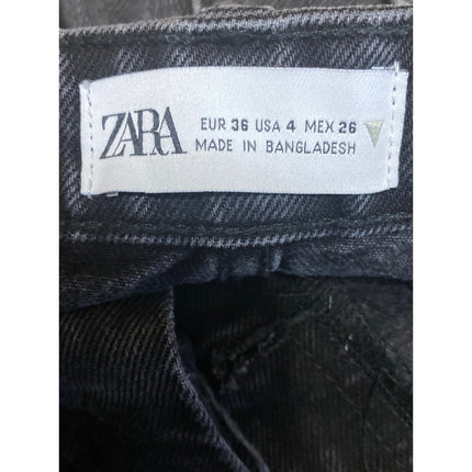 Zara Women's Black High Waisted Distressed Frayed Cutoff Denim Jean Shorts Sz 4