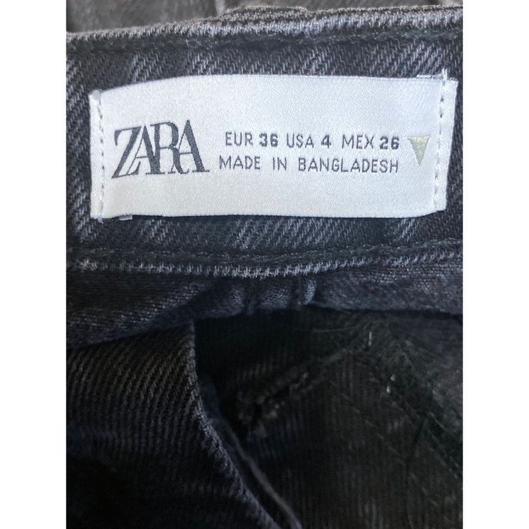 Zara Women's Black High Waisted Distressed Frayed Cutoff Denim Jean Shorts Sz 4