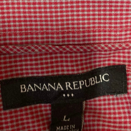 Banana Republic Men's Red Checkered Long Sleeve Button Down Shirt Top Size L