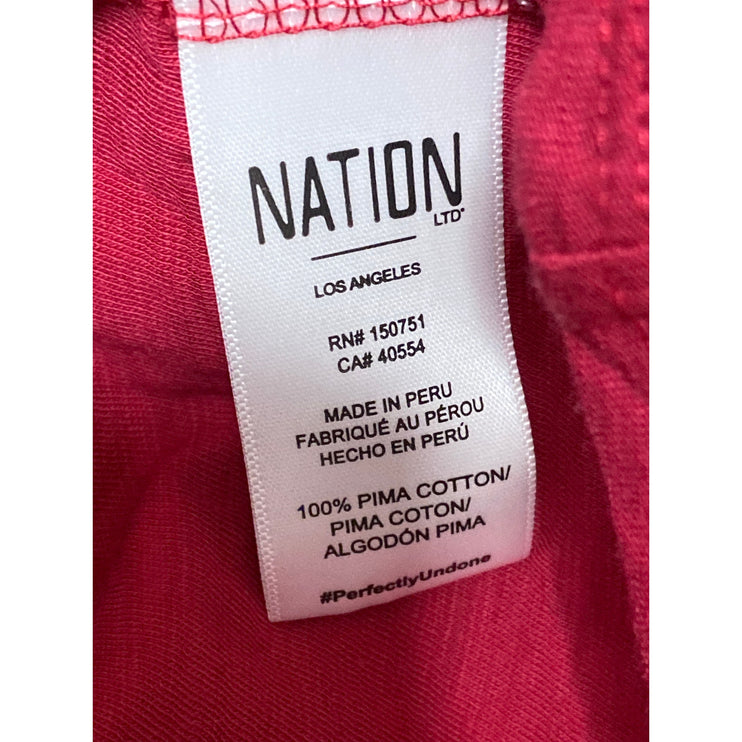 Nation LTD Dark Pink Long Tiered Puff Sleeve Square Neck Blouse Top Size XS