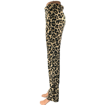Zara Brown Black Leopard Animal Print High Waist Flared Bootcut Trousers Pants S