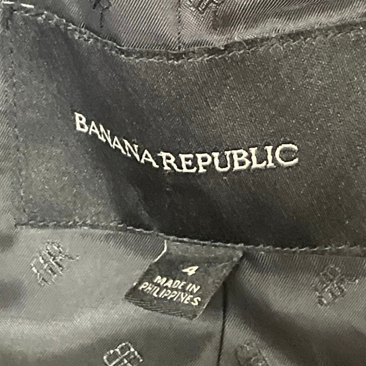 Banana Republic Womens Black Long Sleeves Notch Classic Blazer Coat Jacket Sz 4