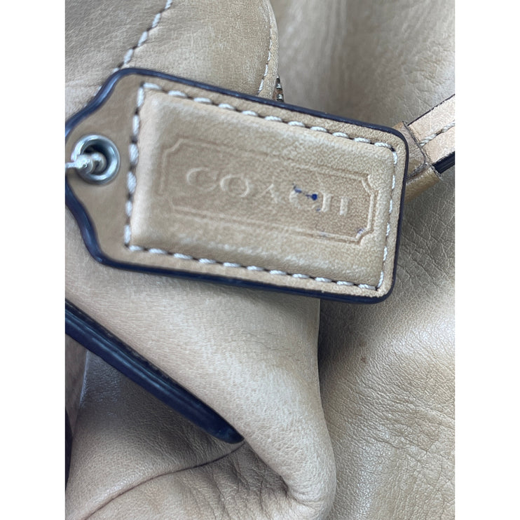 Coach F15064 Beige 2 Way Leather Crossbody Shoulder Strap Purse Tote Handbag OS