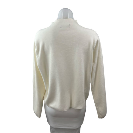 MNG Mango Women's Cream Ivory Long Sleeve Mock Neck Knit Sweater Top Size L