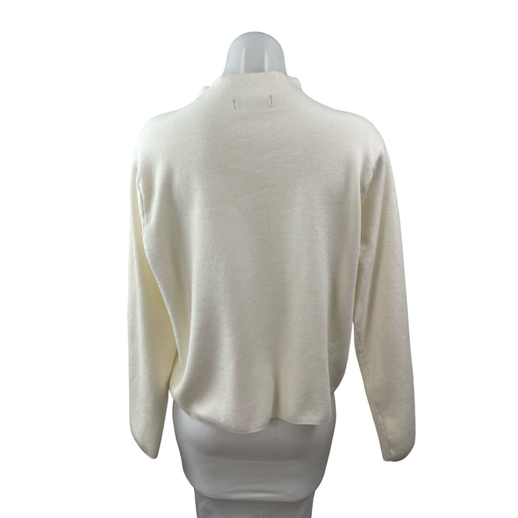 MNG Mango Women's Cream Ivory Long Sleeve Mock Neck Knit Sweater Top Size L