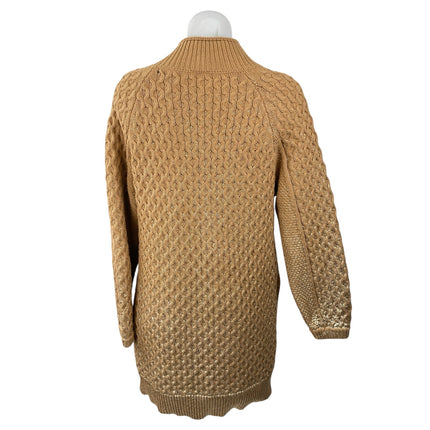 Anthropologie Pilcro Women's Tan Cable Button Long Sleeve Mini Sweater Dress M