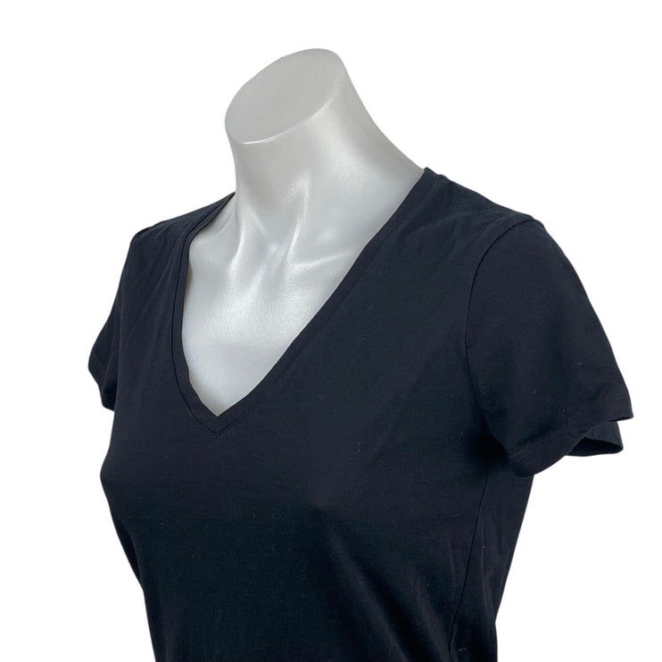 Club Monaco Women's Black Short Sleeve V Neck Basic T Shirt Tee Top Size XS