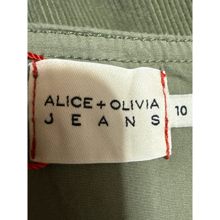 NEW Alice + Olivia Renita Green Corduroy Sleeveless Zip Up Overall Mini Dress 10