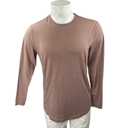 CUTS Men's Brown Curve-Hem Long Sleeve Crew Neck Basic T Shirt Tee Top Size L