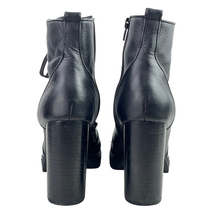 Steve Madden Laurie Womens Black Lather Lace Up Chunky Platform Lug Sole Boots 8
