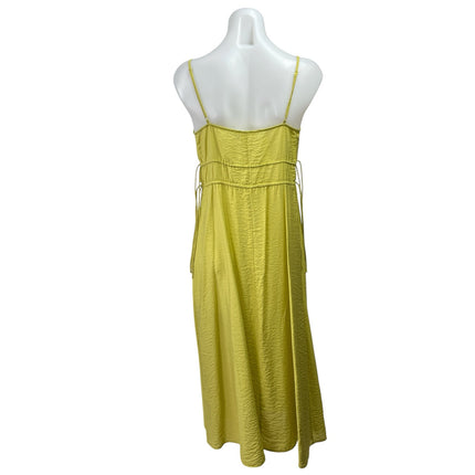 H&M Yellow Sleeveless V Neck Tie Adjustable Waist Cami Tank Midi Dress Size XS