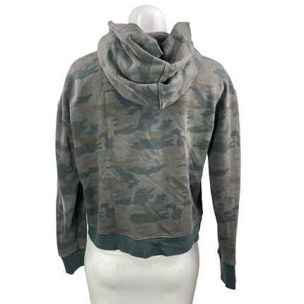 James Perse Green Gray Camo Camouflage Fleece Hoodie Hooded Sweatshirt Top Sz 1