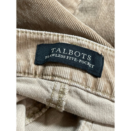 Talbots Flawless Five-Pocket Women's Tan Khaki Beige Corduroy Trousers Pants 12