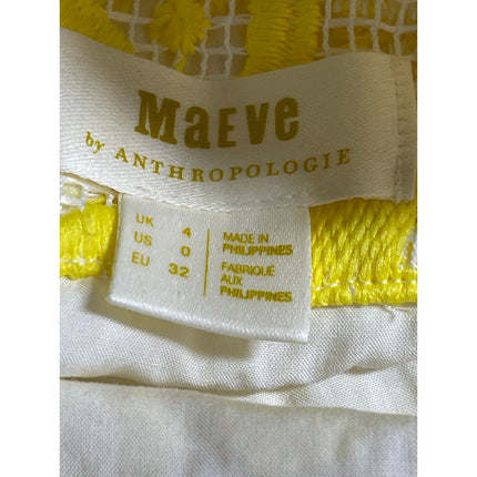 Anthropologie Maeve Yellow Paisley Lace Embroidered Cami Mini Sheath Dress Sz 0