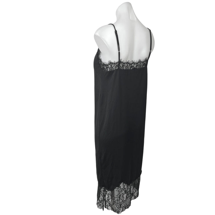 French Connection Black Sleeveless Lace V-neck Cami Camisole Tank Slip Dress 8