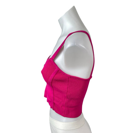 Zara Womens Pink Ribbed Sleeveless Sweetheart Neck Crop Cami Camisole Tank Top S