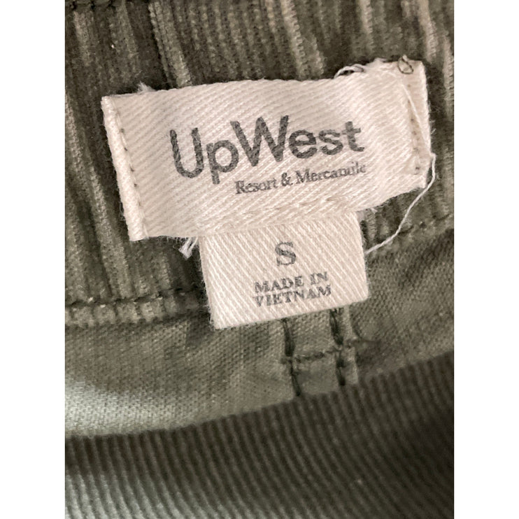 Upwest Women's Green Corduroy High Rise Wide Leg Baggy Trousers Pants Size S
