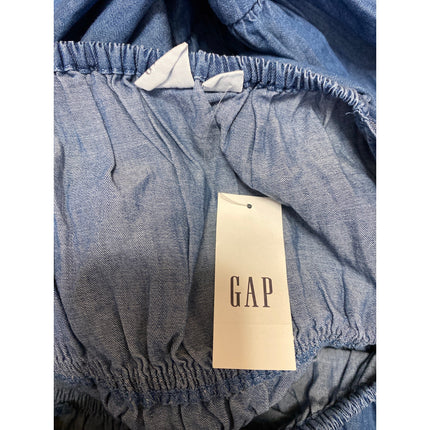 NEW Gap Blue Sleeveless Tiered Ruffle Chambray Denim Jean Mini Blouson Dress XL