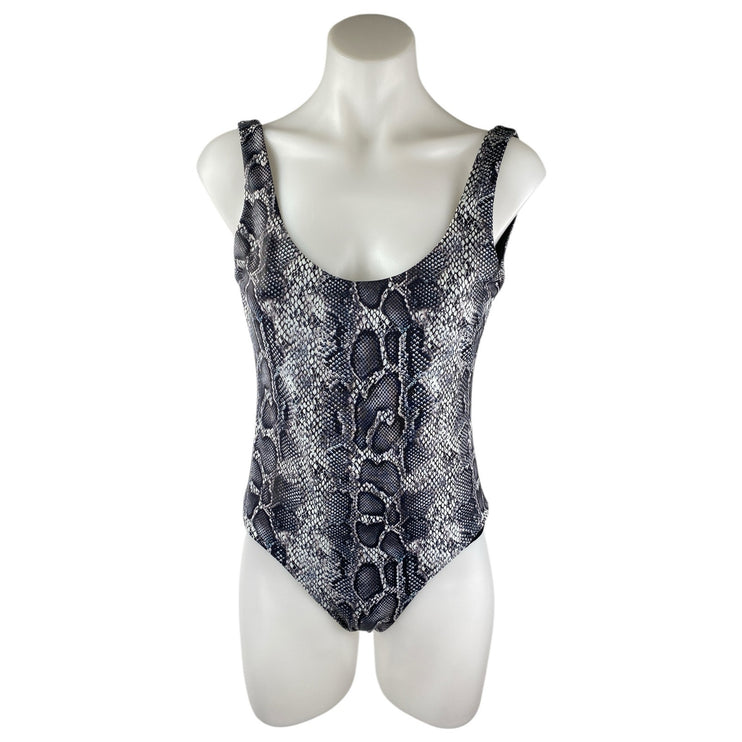 NEW Onia Kelly Gray Snakeskin Print Sleeveless Scoop Neck One Piece Swimwear M