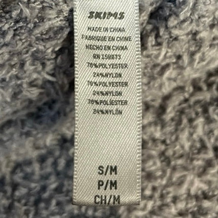 Skims Women's Gray Cozy Knit Teddy Stripe Fleece Hoodie Jogger Lounge Set S/M