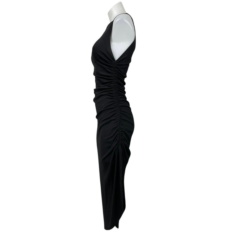 Zara Women's Black One Shoulder Long Sleeve Asymmetrical Midi Bodycon Dress S