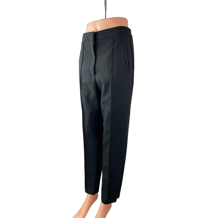 Zara Womens Black High Waisted Pintuck Straight Leg Trousers Dress Pants Size M