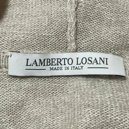 Lamberto Losani Men's Beige Linen Cashmere Full Zip Hoodie Sweatshirt Top Size S
