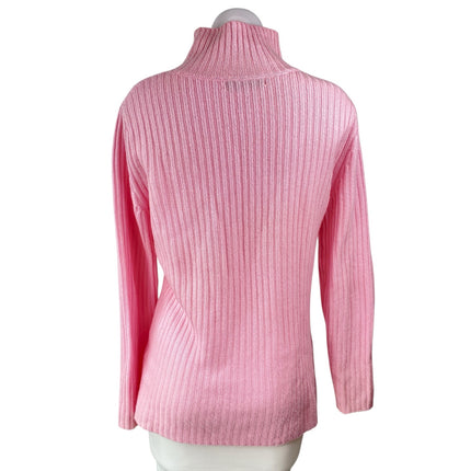 Something Navy Women's Pink Rib Knit Turtleneck Long Sleeve Sweater Top Size M
