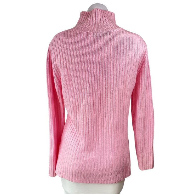 Something Navy Women's Pink Rib Knit Turtleneck Long Sleeve Sweater Top Size M