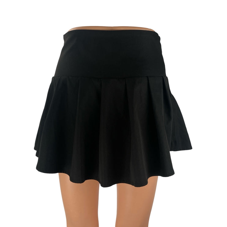 Princess Polly Women's Black Buckle Zip High Waist Pleated A Line Mini Skirt 4