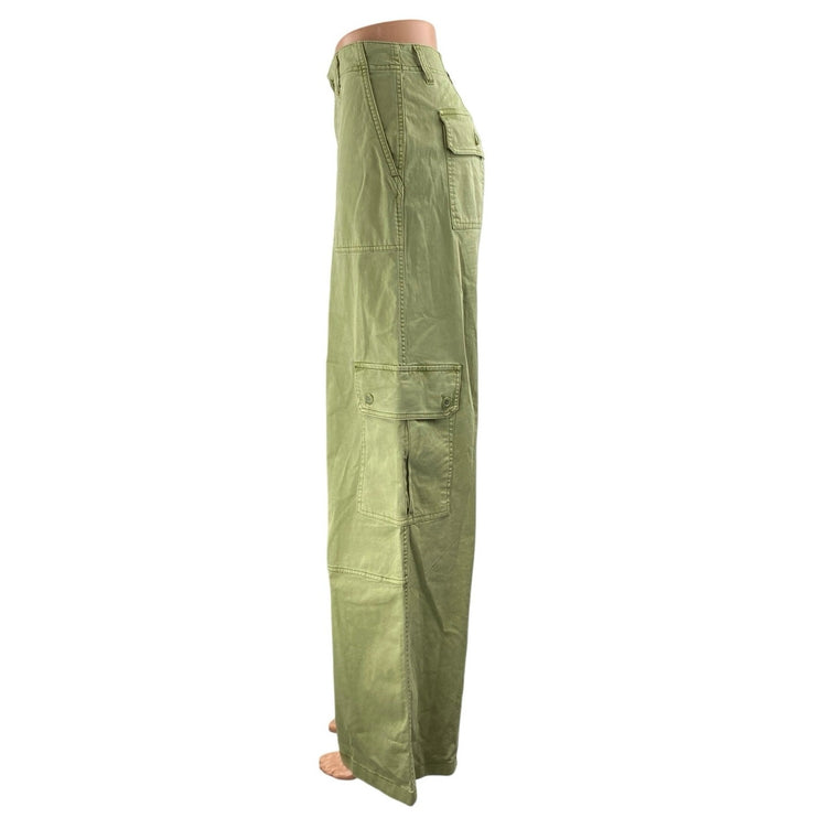 BP. Women's Green High Waisted Baggy Palazzo Wide Leg Cargo Trousers Pants Sz 10