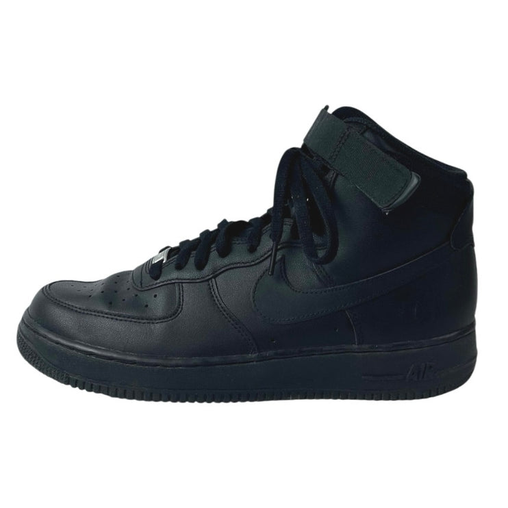 Nike Air Force 1 Black Leather High Top Round Toe Athletic Sneakers Shoes Sz 11
