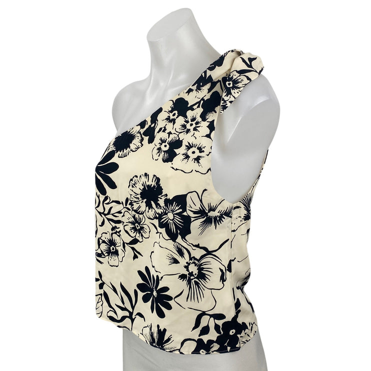 Abercrombie & Fitch Asymmetrical Scarf Floral One Shoulder Tank Blouse Top Sz XS