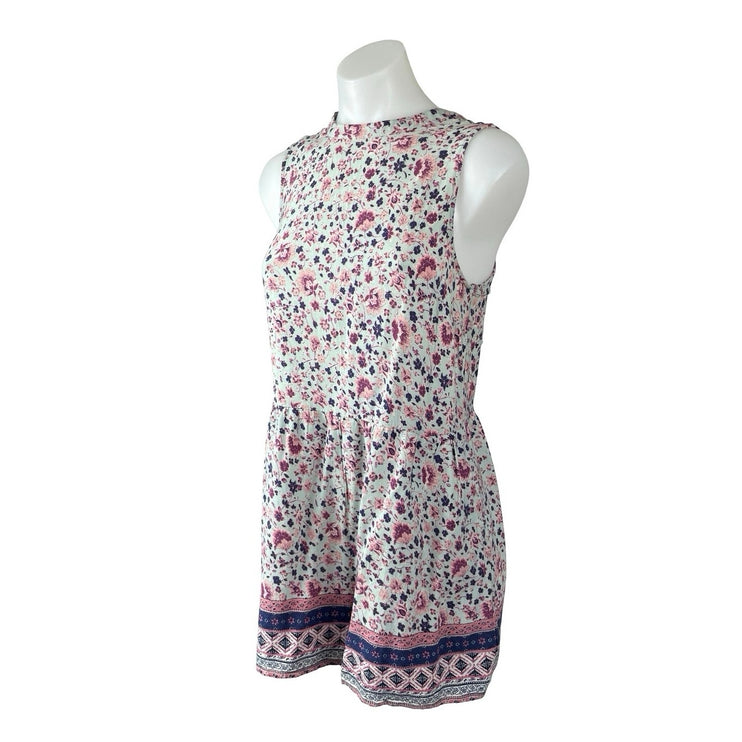 Xhilaration Womens Multicolor Floral High Neck Sleeveless Tank Jumpsuit Romper L