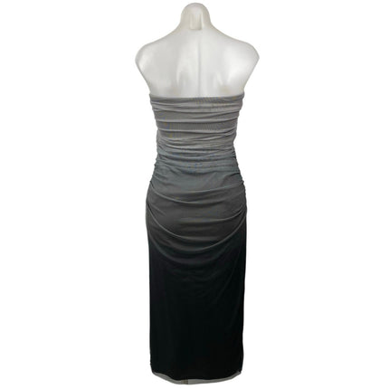 Zara Gray Black Ombre Strapless Tube Bandeau Sleeveless Drape Midi Dress Size L