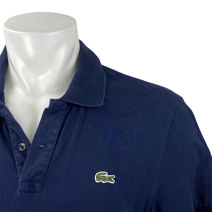 Lacoste Men's Navy Blue Logo Embroidered Collared Short Sleeve Polo Shirt Top XL
