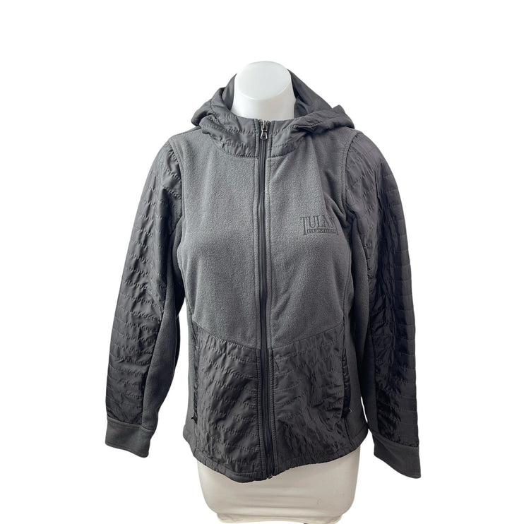 Vantage Gray Quilted Full Zip Long Sleeve Hooded Running Athletic Coat Jacket M