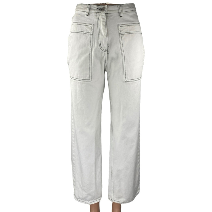 Oh My T Shirt Women's White High Waisted Wide Leg Baggy Denim Jeans Pants Sz 25