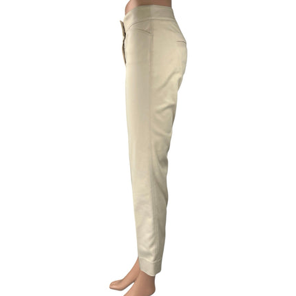 White House Black Market Perfect Form Cream Straight Slim Ankle Trousers Pants 0