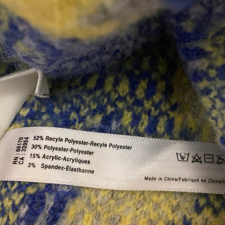 Anthropologie Gray Multicolor Floral Knit Winter Bonnet Fuzzy Beanie Hat Cap OS