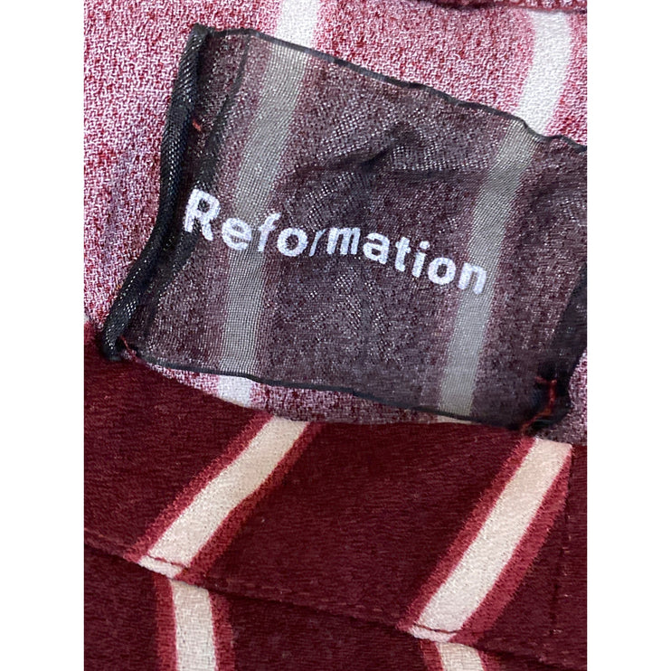 Reformation Sorrenti Red White High Rise Striped Wide Leg Trousers Pants Size 4