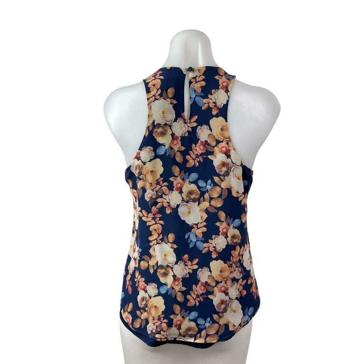 J.Crew 100% Silk Womens Multicolor Floral Crew Neck Sleeveless Tank Blouse Top 6