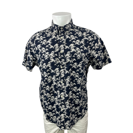 Goodfellow & Co Men's Black Printed Collar Short Sleeve Button Down Shirt Top M