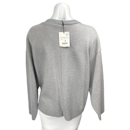 NEW Zara Women's Gray Knit Long Sleeve Crew Neck Pullover Sweater Top Size L