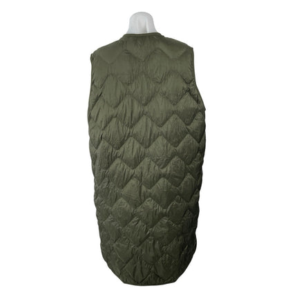 Uniqlo Ultra Light Down Green Quilted Sleeveless Long Tank Sweater Vest Top Sz L