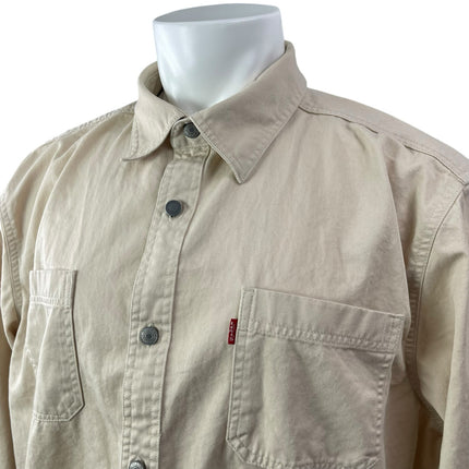 Levi's Mens Beige Tan Khaki Long Sleeve Pocket Button Up Shirt Shacket Jacket XL