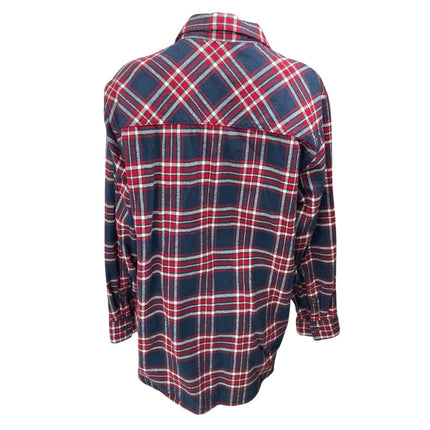 Aritzia TNA Blue Red Plaid Flannel Button Down Long Sleeve Shirt Top Size M