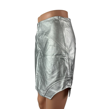 Bel Air Jackson Women's Silver Metallic High Waisted Pencil Mini Skirt Size S/M