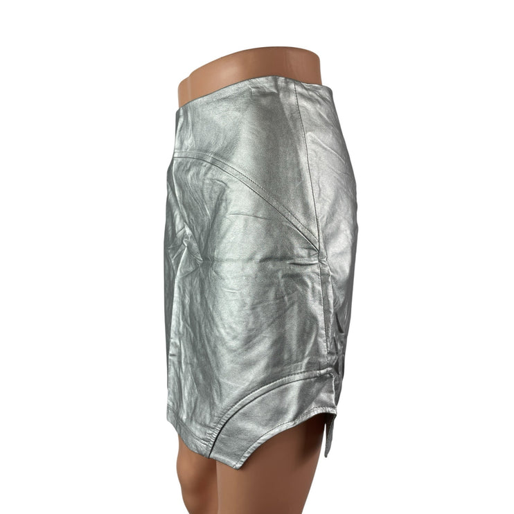 Bel Air Jackson Women's Silver Metallic High Waisted Pencil Mini Skirt Size S/M