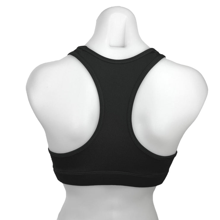 Nike Swoosh Black Medium Support Racerback Stretch Activewear Sports Bra Top S
